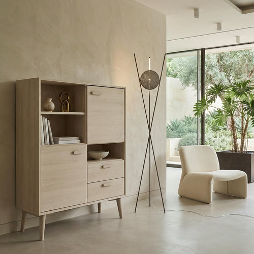 Furnhouse open kast Porto - Witte olie - MDF, Eikenfineer - 40x100x130