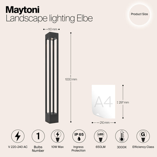 Maytoni Outdoor - Landschapsverlichting Elbe - Grafiet