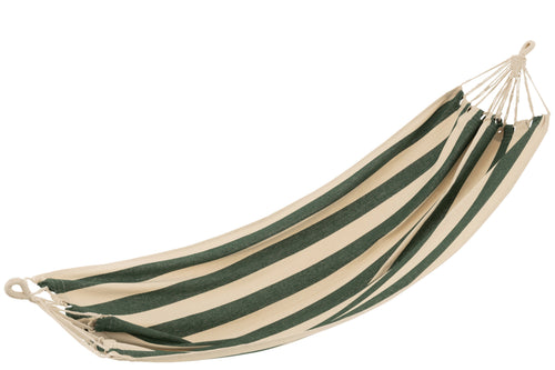 J-Line hangmat Brede Strepen - katoen/polyester - donkergroen/ecru