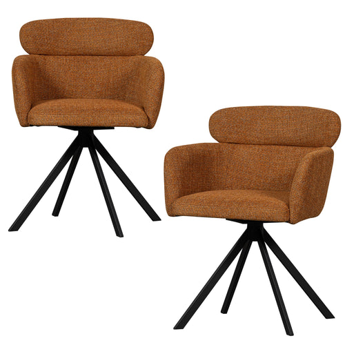 WOOOD draaibare eetkamerstoelen Fenne - Polyester - Ginger - Set van 2 - vtwonen shop