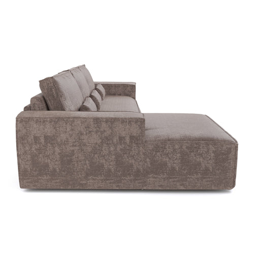 Premium Interiors - Linkshoekbank met snelle uitklapfunctie JUNE - gewaafd fluweel mol 320cm