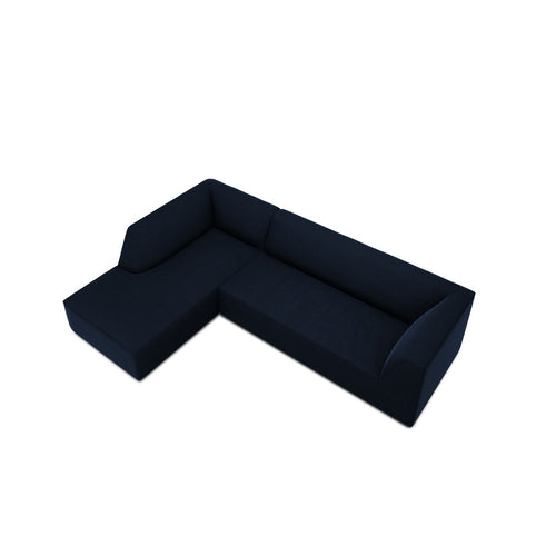 Cosmopolitan Design - Modulaire hoekbank links Siena 4-zits, flueel koningsblauw - 180x273x69cm