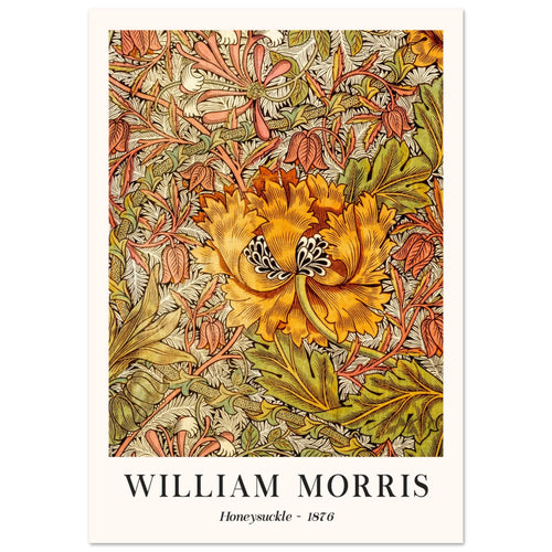 Artfulprints Poster met Lijst William Morris - Honeysuckle II 1876   - 30x40 cm - Oranje