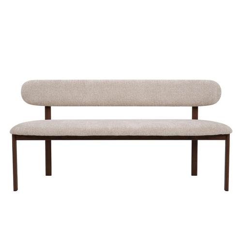 Giga Meubel Eetkamerbank Noor Beige/Walnoot - 200 cm - Stof - Japandi