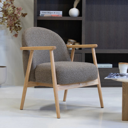 DÉJA Living Fauteuil Skövde - Taupe Stof/Eiken - 65x72x81cm - vtwonen shop