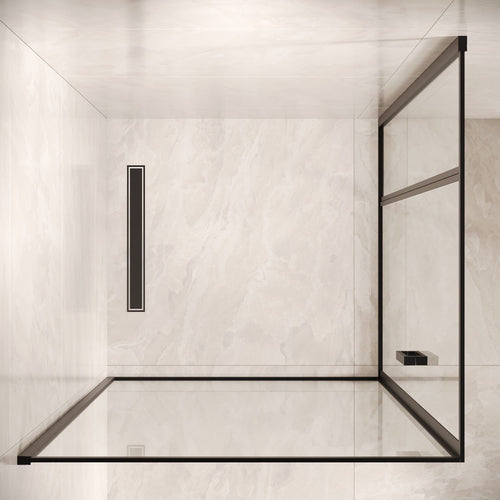 Badplaats Douchecabine Belize 90 x 90 x 190 cm – Zwart met Veiligheidsglas – Douchewand met Draaideur