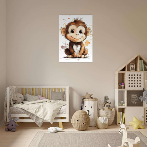 Artfulprints  Schattige aap   poster A4 21x29.7 cm - vtwonen shop