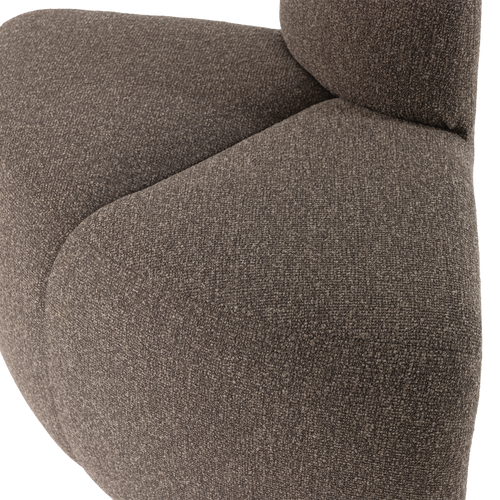 WOOOD eetbank hoek rond rugleuning Mojo - Bouclé - Bruin Melange - 83x100x74