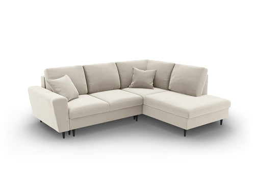 Cosmopolitan Design Converteerbare hoekbank rechts met opbergdoos Kyoto 5-zits, flueel lichtbeige - 194x243x88cm