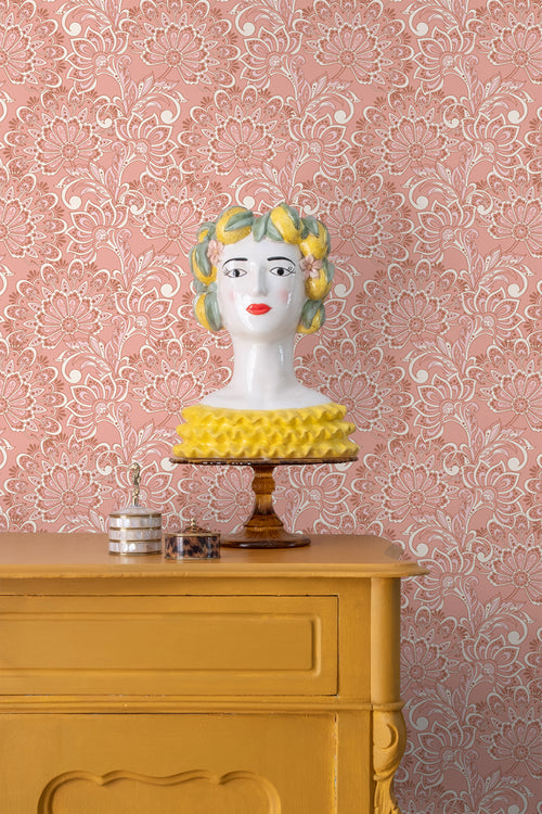 ESTAhome behang vintage bloemen terracotta roze - 50 x 900 cm - 131086 - vtwonen shop