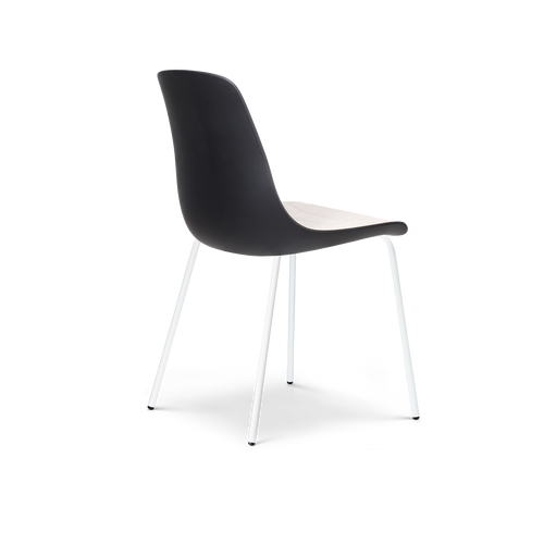 Nolon Nora-Liv Eetkamerstoel Zwart - Beige Kussen - Witte Poten - vtwonen shop