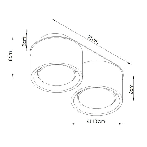 Sollux Lighting Plafondlamp MODO 2 wit Gx53 - 21x10x8cm