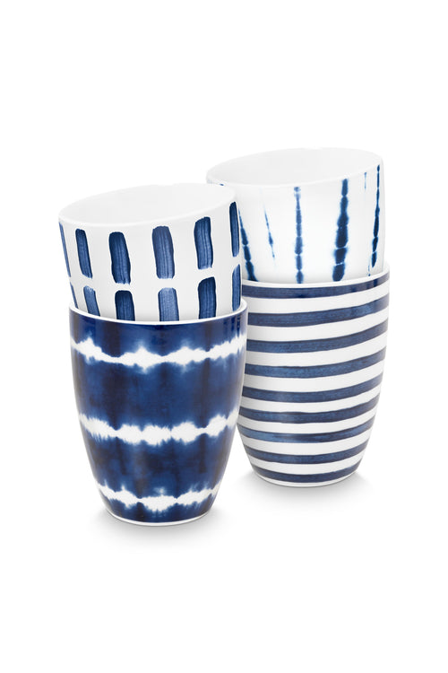 vtwonen - Mokken - Blauw, Wit - Porselein - 425ml - Set van 4 - vtwonen shop