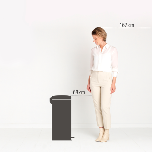 Brabantia NewIcon Pedaalemmer, 30 liter, kunststof binnenemmer - Matt Steel