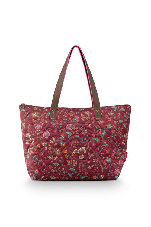 Pip Studio Tilda Tote Bag Medium Flora Bangalore Dames - Donkerroze - 47x17x37 cm