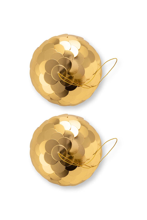 vtwonen - Kerstballen - Papier - Goud - 12 cm - Set van 2