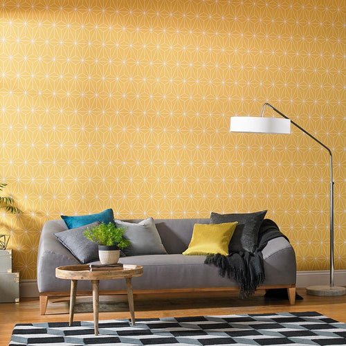 Graham & Brown Vliesbehang - Prism Geometrisch Geel