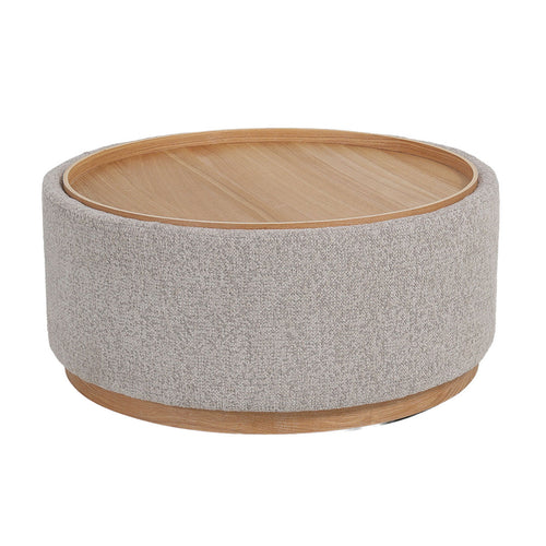 DÉJA Living Salontafel Marcia – Rond – Met Opbergruimte – Essen Fineer – 83x83x40 cm – Taupe/Naturel
