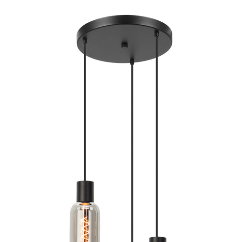 EGLO hanglamp Majone - e27 - smoke glas - ø30 cm - zwart