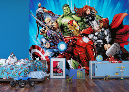 Sanders & Sanders fotobehang The Avengers blauw, groen en rood - 375 x 270 cm - 601033