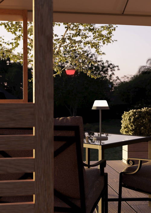 EGLO tafellamp Meggiano - draadloos - 32 cm - grijs/wit