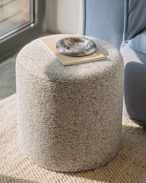 noo.ma Folk Pouf Tall - Clay Grey Mélange, 40x40x42 cm