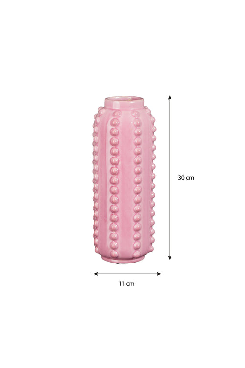 Mica Decorations Boaz Vaas - H30 x Ø11 cm - Keramiek - Roze