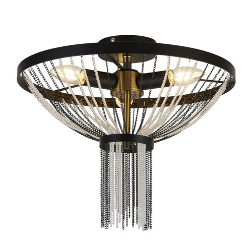 Searchlight Baguette 3-lichts plafondlamp, zwart, gesatineerd messing