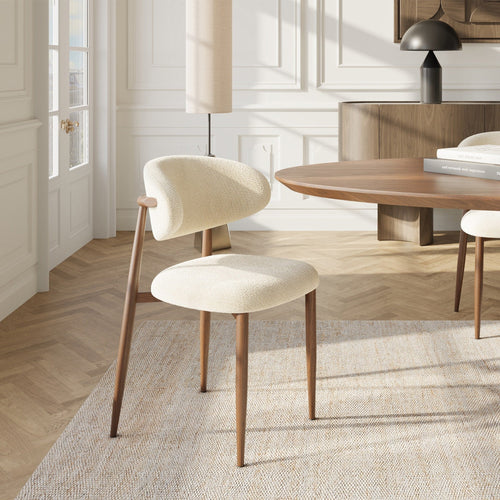 Premium Interiors - Set van 2 stoelen LINA - krullend fluweel crème 52cm