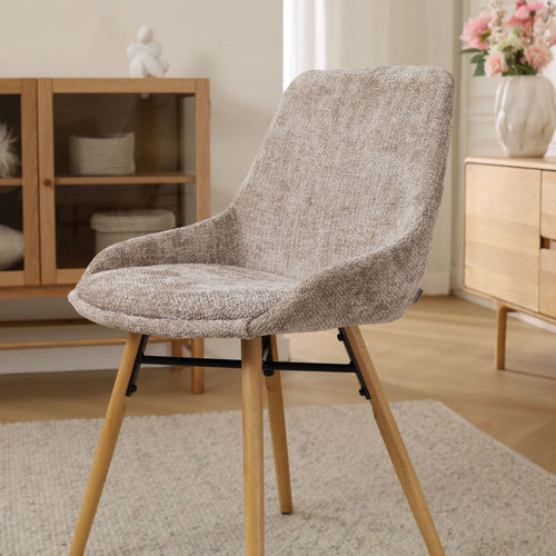 Nolon Nena-Isa Eetkamerstoel Bruin - Stof - Houten Poten - vtwonen shop