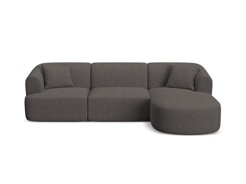 Cosmopolitan Design Modulaire hoekbank rechts Campi 4-zits, structurele stof grijs - 156x256x70cm