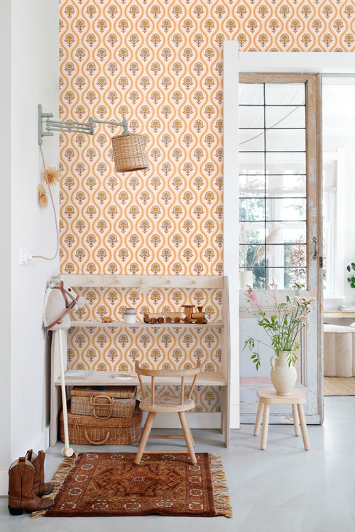 ESTAhome behang vintage bloemen oranje en beige - 50 x 900 cm - 131737
