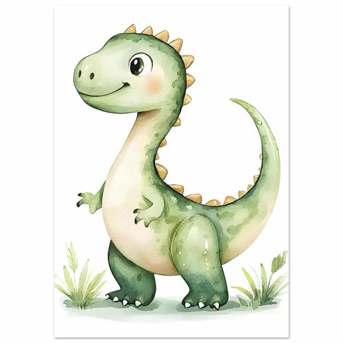 Artfulprints  Avontuurlijke dinosaurus   poster A4 21x29.7 cm - vtwonen shop