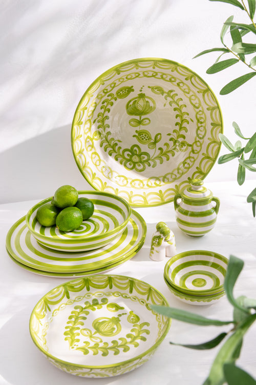 J-Line voorraadpot Granada Stripes - keramiek - wit/groen
