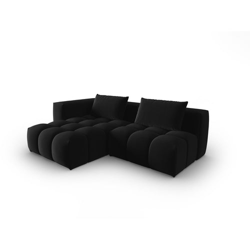 Cosmopolitan Design - Modulaire hoekbank links Verona 3-zits, flueel zwart - 145x205x70cm