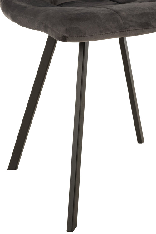 J-Line stoel Morgan - textiel/metaal - grijs - 2 stuks