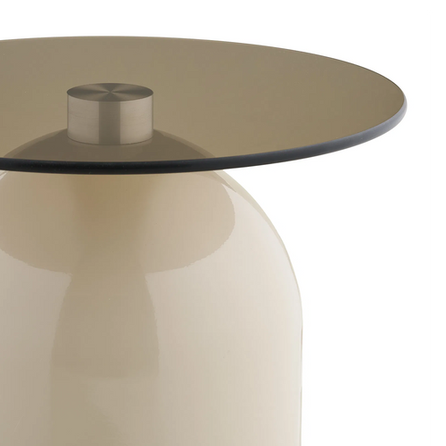 Artichok Raiza metalen bijzettafel beige met glazen blad - Ø40