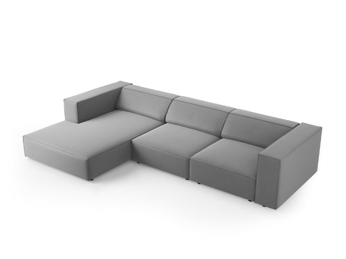 Cosmopolitan Design linker hoekbank Arendal 4-zits, flueel, lichtgrijs - 166x284x70cm