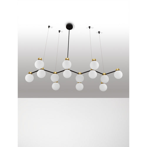 Nova Luce OVALINO Hanglamp voor aan het plafond in de kleuren opaal, satijngoud en matzwart, LED G9 14x5W