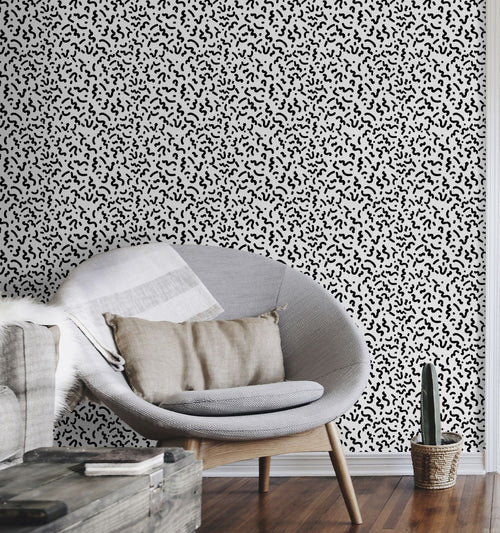 Walls4You behang figuratief motief wit en zwart - 53 cm x 10 m - 640145