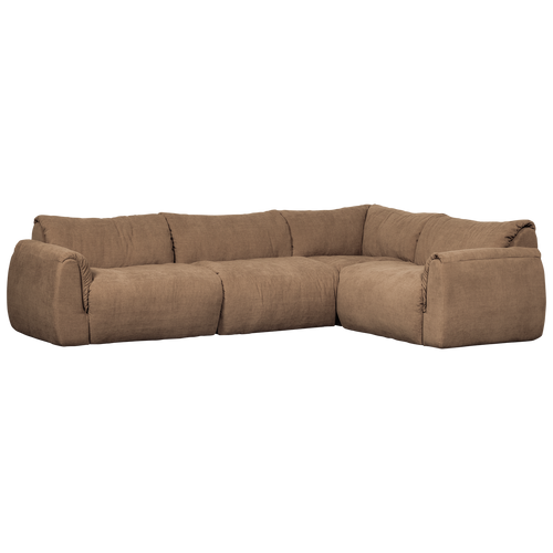 WOOOD hoekbank rechts Baggy - Geweven Chenille - Bruin - 81x396x214 - vtwonen shop