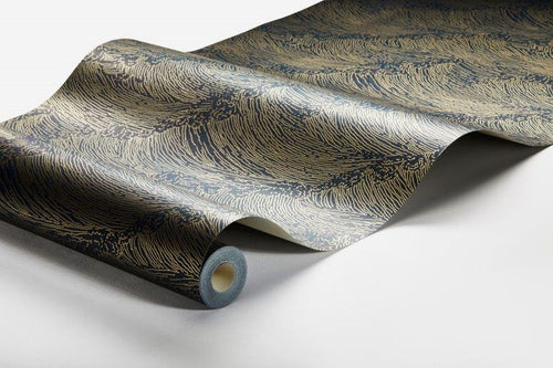 Borastapeter behang 3d golvende lijnen vergrijsd blauw - 53 cm x 10.05 m - 660304 - vtwonen shop