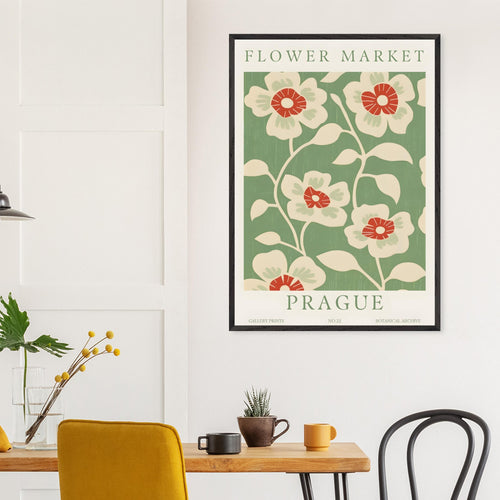 Artfulprints Poster Flower market - Prague I   - A4 21x29.7 cm - Meerkleurig