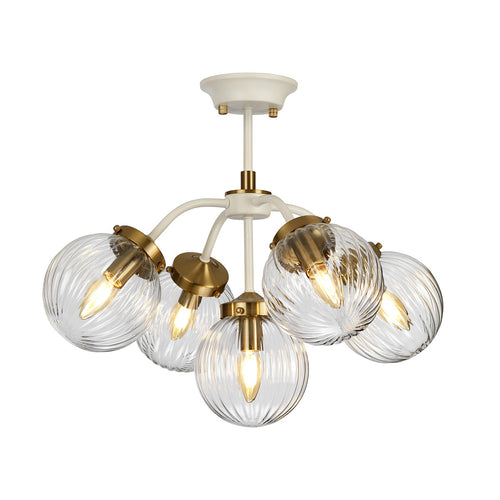 Cosmos Retro 5-lichts hanglamp Globe glazen kappen