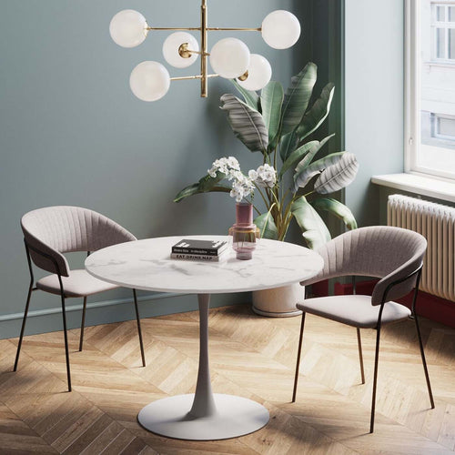 Kare Design Eettafel Schickeria Ø110cm marmerprint wit - vtwonen shop