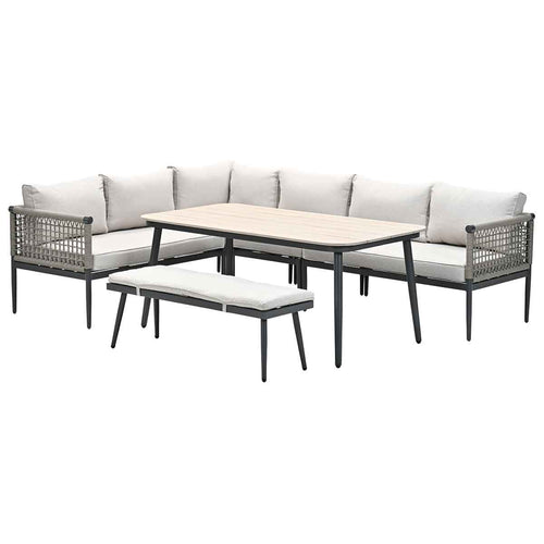 Garden Impressions lounge dining set Burela taupe - 6-delig - links