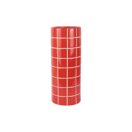 Present Time vaas Retro Tiles - rood - Ø15cm