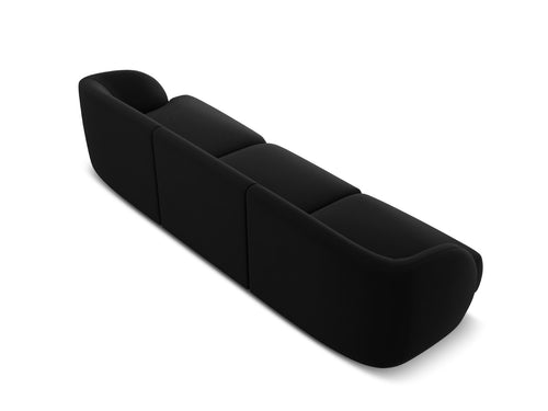 Micadoni Bank Miley 3-zits, flueel, zwart - 90x255x70cm