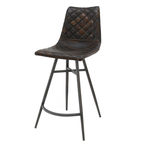 Giga Meubel Barstoel Diamond Kruispoot - Donkerbruin Kunstleer