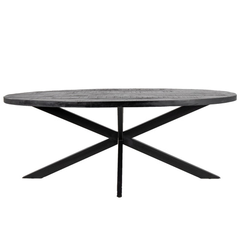 Giga Meubel Eettafel Mansour - Zwart Mangohout - 220x100x76cm - vtwonen shop
